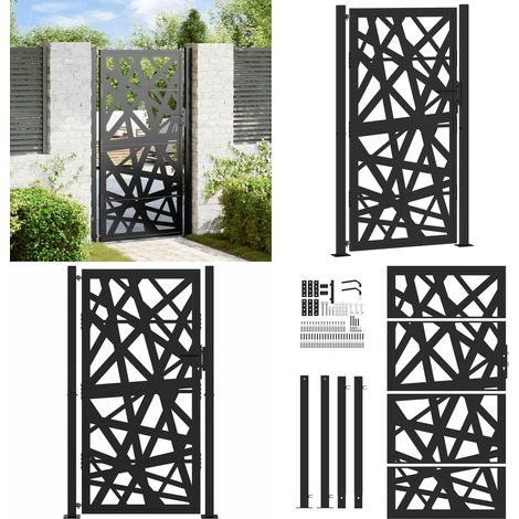 vidaXL Portail de jardin noir 105x180 cm acier conception de lumière