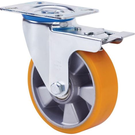 rueda giratora placa freno 10zvfd160-aub aluminio-poliur.naranja eje bolas (1/2)