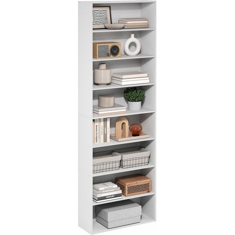 Bibliothèque À 8 Niveaux, Étagère Cubique De Rangement, 30,5 X 61 X 180 Cm, pour Salon, Chambre, Bureau, Blanc (1/5)