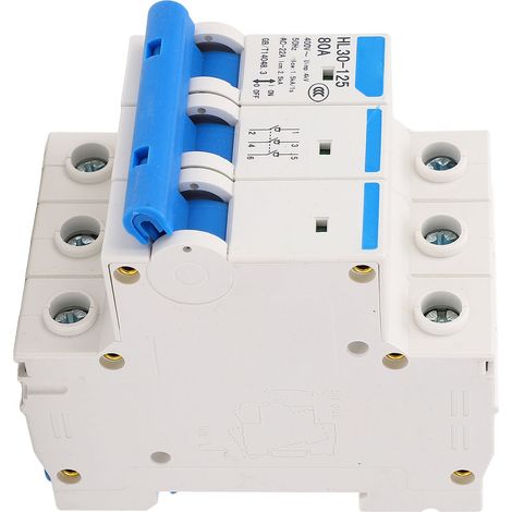 Disjoncteur miniature PC ignifuge, 3 pôles, montage sur Rail DIN, 400V, 80A (1/5)