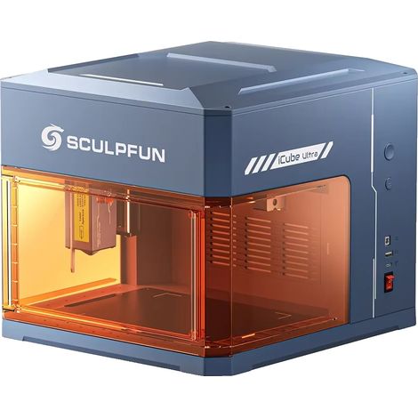 Graveur Laser, Mise au Point Automatique, Design Enclos, Point Laser de 0,08 mm, Filtre à Fumée Intégré, Zone de Gravure de 150×150 mm, iCube Ultra 12W, UE (1/2)