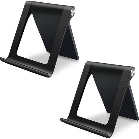 Set aus 2 faltbaren und verstellbaren Tischständern für Handy und Tablet, 360°-Drehung, kompatibel mit iPhone XS Max, XR, X, 8 und 7, Samsung S10+, S10, S9, S8, Note 9 und S7 Edge. (1/4)