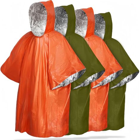4 Pcs Poncho Imperméable Couverture de Survie Facile Mettre enlever (1/5)