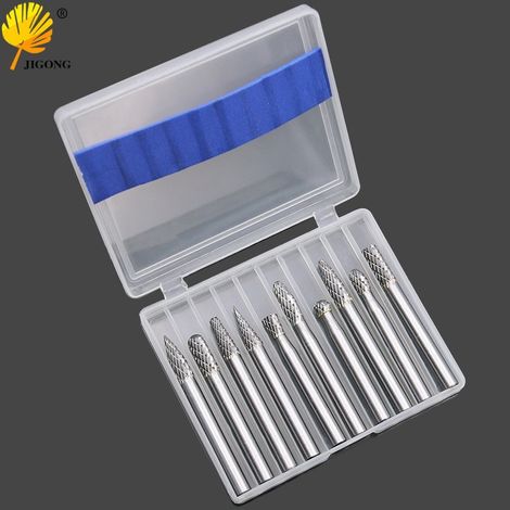 Lime rotative en carbure de tungstène à queue de 6 mm, queue 6x6, accessoire pour meuleuse électrique, tête de meulage en carbure de tungstène, fraise à double rainure. (1/5)