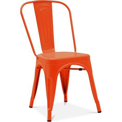 Sedia da pranzo - Design industriale - Acciaio - Opaco - Nuova edizione -Stylix Arancione (1/5)