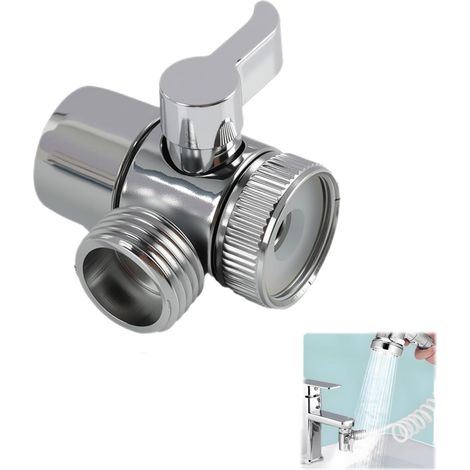 Valve Inverseur de Douche 3 Voies, G1/2 Inverseur 3 Voies en Laiton Chromé avec Adaptateur Robinet, Inverseur Douche, Diverter, Compatible Cuisine, Salle de Bain et Balcon (1/5)