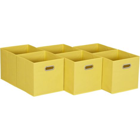 6 Stück Faltbarer Stoff-Aufbewahrungswürfel ohne Abdeckung, Aufbewahrungsbox, Stoff-Aufbewahrungsbox, Gelb, 27 27 28CM (1/4)