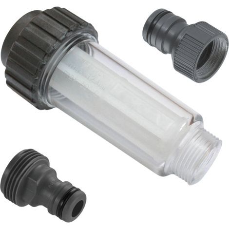 Filtre à eau avec raccords enfichables pour aspirateur haute pression. pompe de jardin. arrosage de jardin. connexion camping-car 3/4 pouce compatible avec Kärcher 4.730-059.0 (1/5)