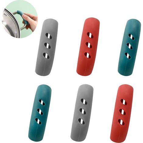 Lot de 6 protège-poignées en silicone pour casseroles et poêles - protège-poignées de couvercle - protège-poignées isolants thermiques (1/4)