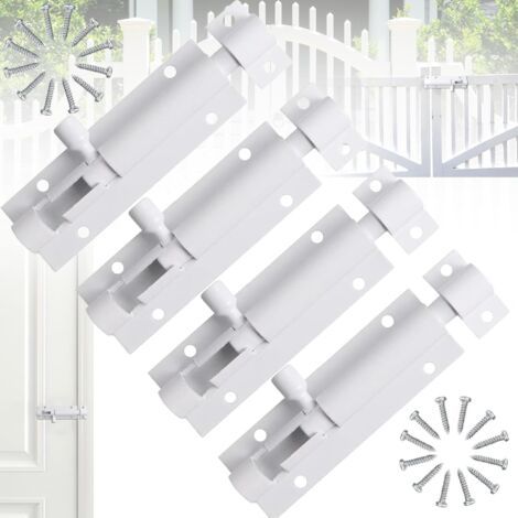 4 Pièces Loquet de Porte Coulissante, Loquet Blanc, Loquet Coulissant en Alliage D'aluminium, 3 Pouce Loquet Coulissant avec Vis, pour Jardin, Salle de Bain, Cabanon, Garage (1/5)