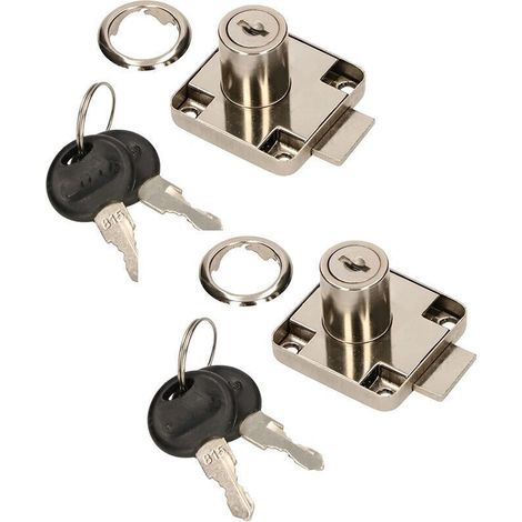 Lot de 2 serrures de meubles 40 x 40 mm à visser pour portes de meubles et (1/4)