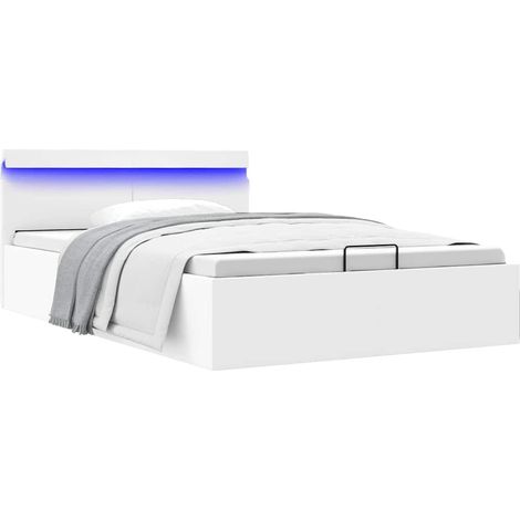 Cama canapé hidráulica con LED sin colchón blanco 120x200 cm vidaXL