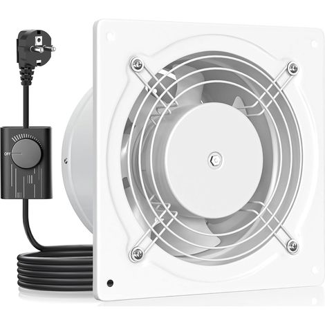 Extracteur d'air 150mm - Salle de Bain Silencieux avec Clapet antiretour, Régulateur de vitesse, Prise, Ventilation industriel pour Cuisine Garage Sous-sol Bureau, A-Blanc (1/5)