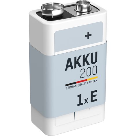ANSMANN Akku 9V 200mAh E-Block NiMH 1,2V – 1000x wiederaufladbar (1 Stück)