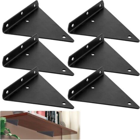 6 Pièces Support Etagere Triangle, 14 x 13 cm Supports D'étagère Flottant, Support Etagere Invisible, Support Etagere Murale Métal, Fixation Invisible Étagère pour Étagères Ouvertes (1/5)
