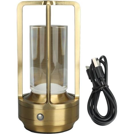 Kabellose 3-Farben-Tischleuchte, stufenlos dimmbar, LED-Tischleuchte, wiederaufladbare Touch-Lampe, Nachttischlampe, Gold (1/5)