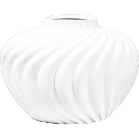 Vase rond en polyrésine blanc décoratif design crème fouettée pour intérieur 30x30x22 cm - PANGIVO (1/2)
