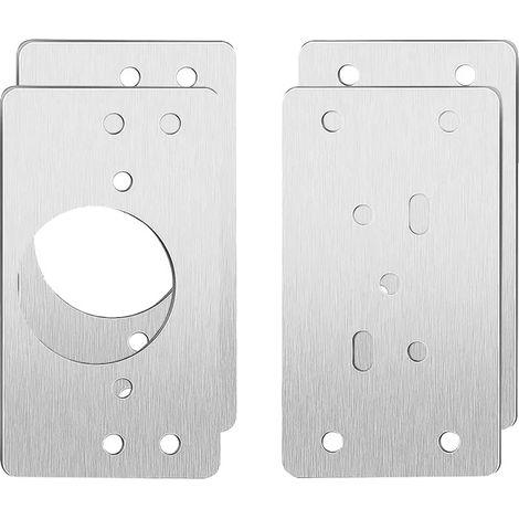 Plaque de réparation de charnière de meuble, en acier inoxydable, installation facile, Assiette Mixte 4PCS (1/2)