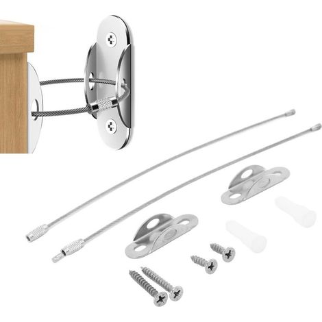 Furniture Anchors (6 Pack) Anti Tip Furniture Straps for Baby Proofing, 400lbs Tension Earthquake Resistant Metal Straps, Furniture Wall Anchor Prevent Baby Pet from Falling Furniture (1/5)