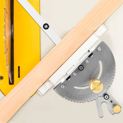 Jauge de scie à onglets avec poignée en laiton, outil de précision pour scie circulaire de table et travail du bois avec clé en trois parties (1/5)