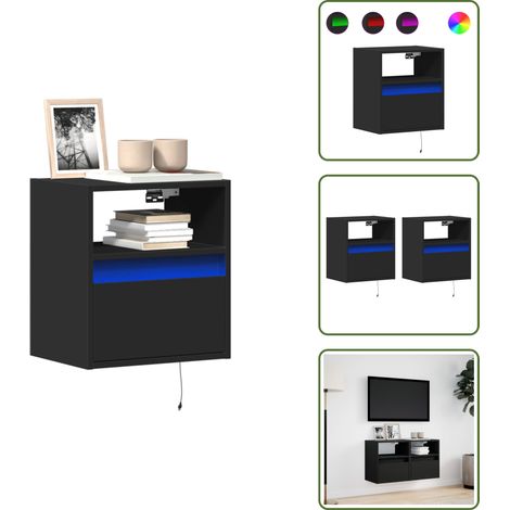 Armadio con cassetti - vidaXL Mobili TV a Parete con Luci LED 2pz Neri 41x31x45 cm - Armadio salvaspazio