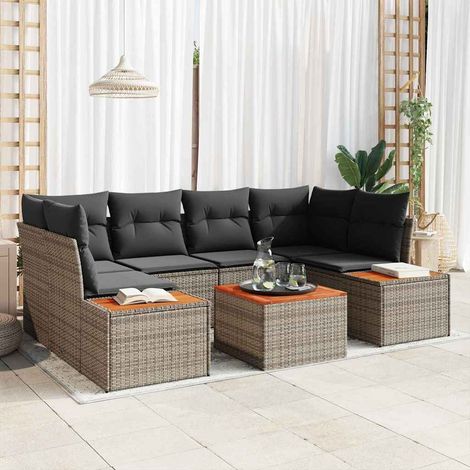 Set muebles de jardín 6 piezas y cojines ratán sintético negro vidaXL (1/5)