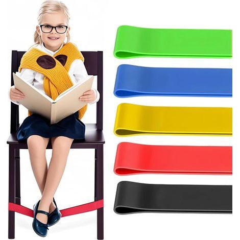 5 Pièces Bande de Chaise Extensible pour Enfants, Bandes de Chaise stimulantes pour Salle de Classe, Siège Flexibles Bande, pour Chaise Sensorielles Adaptées aux Enfants (1/5)