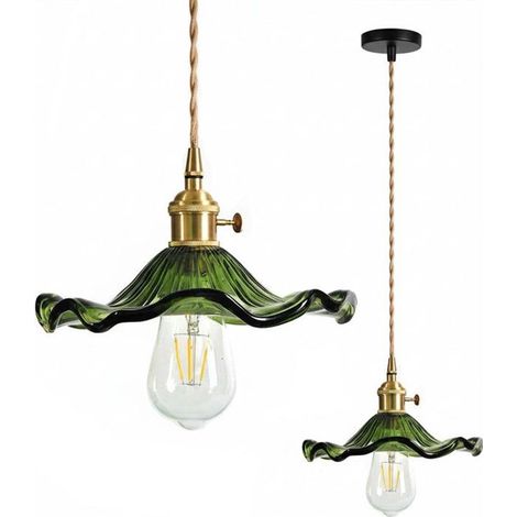 E27 Industrielle Intérieur Verre Suspensions Luminaire Suspensions Luminaires Plafonniers Moderne Eclairage de Plafond Verre,Vert (1/5)