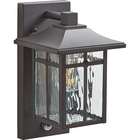 Lampada da parete esterna in metallo nero e vetro con sensore di movimento 30 cm Teviot
