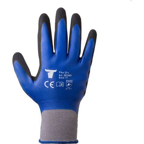 STIER Montagehandschuhe, 12 Paar, Flex Dry, Größe 8, Nitrilbeschichtet, angenehmes Tragegefühll, Abrieb-& Weiterreißfest, Farb, Öl- und Wasserbeständigkeit (1/4)