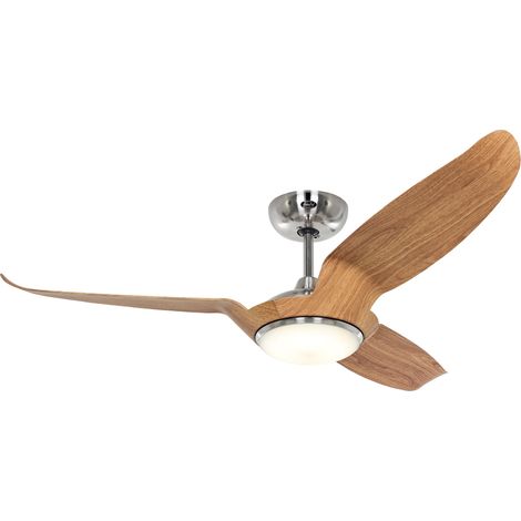 Ventilateur de plafond ECO TALOS II 135, chrome cepillado - roble naturel avec lumière