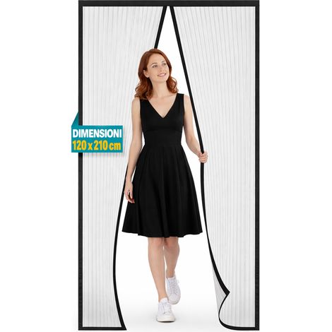 Zanzariera Magnetica 120x210cm Nero Rigata per Porta Tenda Anti Zanzare Insetti