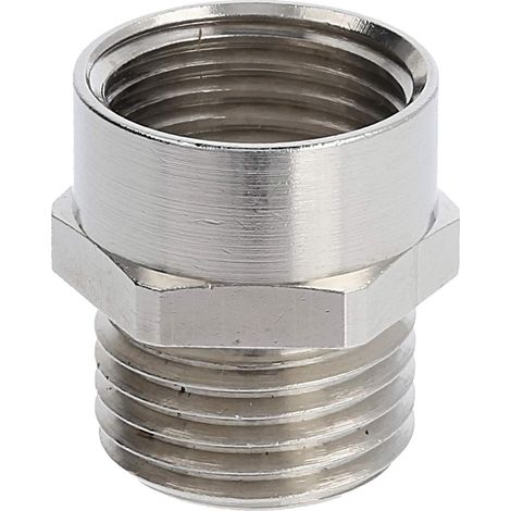 Zwischenstutzen M/M M16x1,5 MSZ-M16 lang Sechskant Messing (CuZn) vernickelt Anschlussgewinde 10,0mm - 1 Stück (1/2)