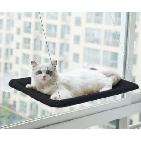 Amaca per gatti da finestra - Adatta a gatti di grossa taglia fino a 25 kg, Sdraio, Cuccia per animali domestici - Adatta a finestre di grandi dimensioni - Cuccia sospesa per gatti - Nero