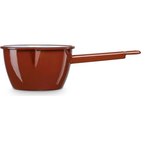 Briebe Terra Cazo Cocina Hervir Leche Acero Esmaltado 12cm Hervidor 0,7L, Inducción, Todo Tipo Fuego, Horno  Marrón