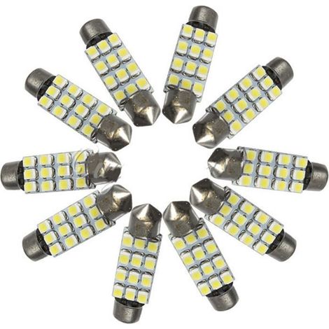 NEUFU 10x 42mm 12 LED Voiture Ampoule Navette c5w 3528 SMD Blanc Plafond Dôme Feston (1/4)