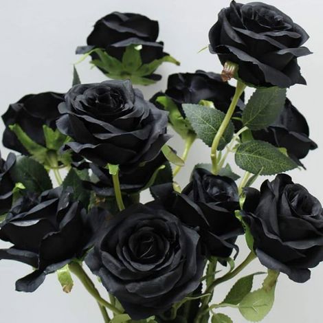 10 pièces Artificielle Roses Fleurs De Soie Faux Bouquets Floraux pourDécoration De Mariage Noir - Roses FLEUR-PLANTE ARTIFICIELLE (1/5)
