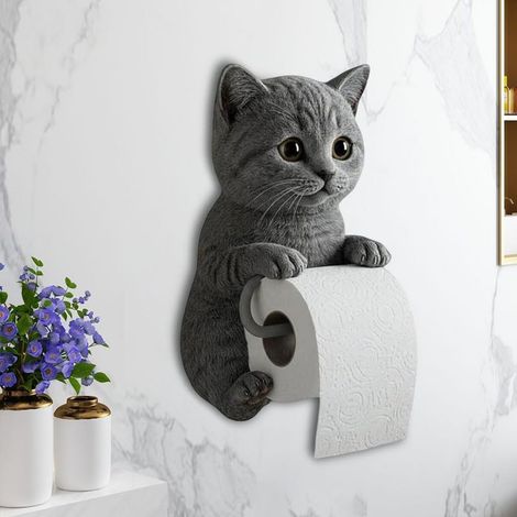Porte-Rouleau de Papier Toilette Design Chat 3D, Support Mural Original et Décoration Mignonne pour Salle de Bain, Cuisine et Toilettes (1/5)
