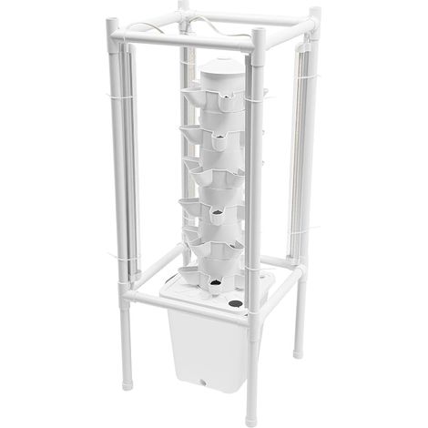 Tour hydroponique 30 trous, 6 étages, système de culture aéroponique, avec pompe d'hydratation, réservoir d'eau de 10 l, lumières, support de plantation pour herbes, fruits, légumes, balcon (1/5)