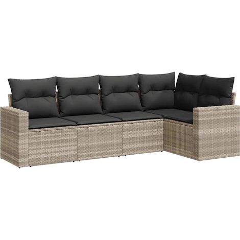 Maison Exclusive - Set de sofás jardín y cojines 5 pzas ratán sin (1/3)