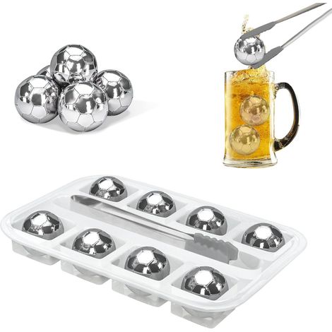 Set mit acht wiederverwendbaren Edelstahl-Eiswürfeln und einer Zange zum Kühlen von Getränken ohne Verwässerung, fortschrittliche Technologie (1/5)