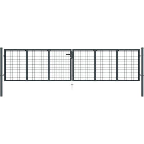 vidaXL Cancello per Giardino in Acciaio Zincato 400x125cm Grigio (1/5)