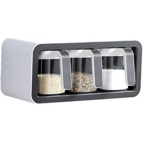Assaisonnement Box, boîte à épices de Cuisine Murale, boîte à épices de Rangement à Plusieurs Compartiments, Convient pour la Cuisine à Domicile, Bar, Barbecue, Pique-Nique (Noir 3)-Ensoleill (1/5)