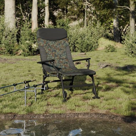 Silla de pesca con reposabrazos plegable camuflaje vidaXL