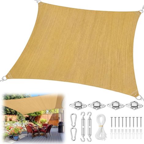 20 x 26 Fuß großes Sonnensegel für Terrasse, rechteckig, 185 g/m², strapazierfähig, UV-Schutz, atmungsaktiv, für Garten, Terrasse, Hinterhof, gewerbliche Qualität, 95-98 % UV-Schutz, einfache Montage (1/5)