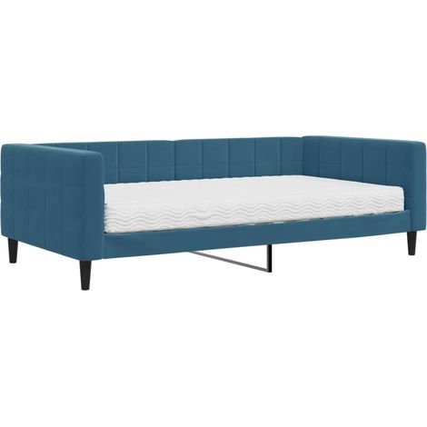 vidaXL Divano Letto con Materasso Blu 100x200 cm in Velluto (1/5)