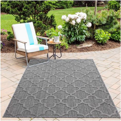 Tapis géométrique intérieur et extérieur moderne Marietas Gris 120x170 (1/5)