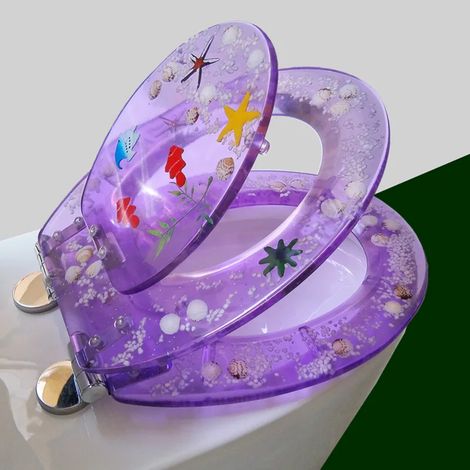 (Étoile de mer violette) Housse de siège de toilette en résine, résistante et adaptée aux adultes et aux enfants. Modèle épais, universel pour la maison. (1/5)