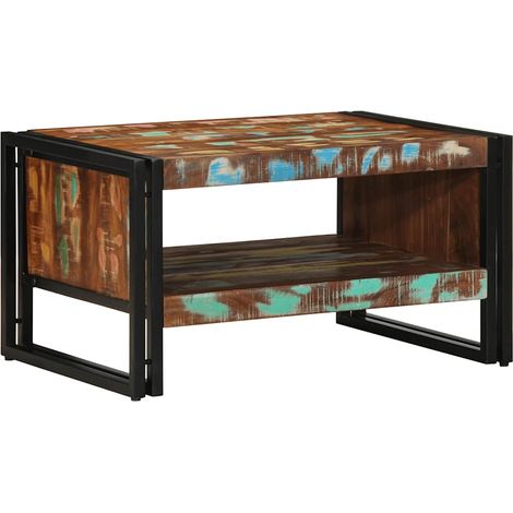 Table basse Table de salon Table de café multicolore 70x50x38 cm bois de récupération massif (1/5)
