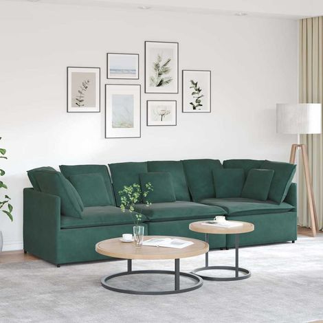 Modulares Sofa mit Kissen Samt Dunkelgrün vidaXL (1/5)